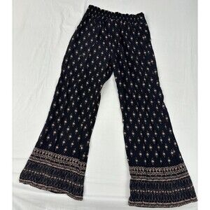 Mudd Women’s Med Palazzo Pants Black Boho Diamond Print Wide Leg Rayon Singapore